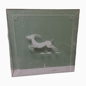 Assiette Art Déco en Verre Gravé, Italie, 1930s