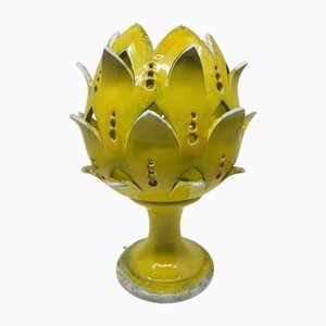 Yellow Ceramic Artichoke Lamp, France
