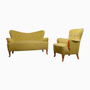 Schwedisches Vintage Lounge Set von Carl Malmsten, 1940er, 2er Set
