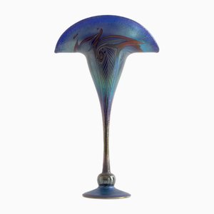 Iridescent Blue Art Glass Vase attributed to Charles Lotton