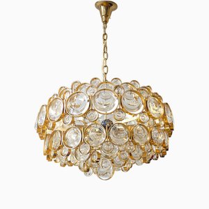 Lámpara de araña Bubbles de cristal y latón dorado de Gaetano Sciolari, años 60