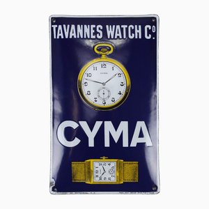 Panneau Publicitaire Vintage en Émail de Cyma, 1926