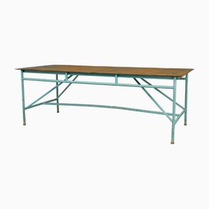 Large Industrial Painted Steel Table, 1920s