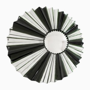 Black and White Round Relief Wall Mirror by Olivier de Schrijver, 2010s