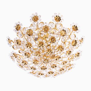 17 Semi Flush Mount in Swarovski Crystal and Gilt-Brass from Palwa, 1960s