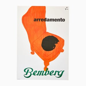 Affiche Offset Originale Arredamento Bemberg Vintage par René Gruau, 1970s