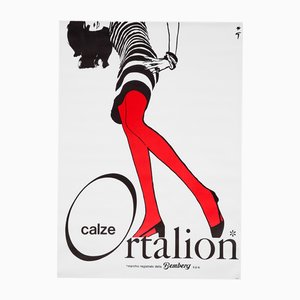 Original Vintage Calze Ortalion Offset Poster by René Gruau, 1970s