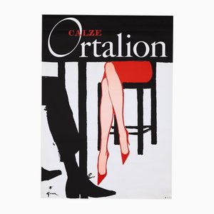 Original Vintage Calze Ortalion Offset Poster von René Gruau, 1970er