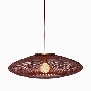 Grande Lampe Ufo en Fibres Plates Rouge Vineux par Atelier Robotiq