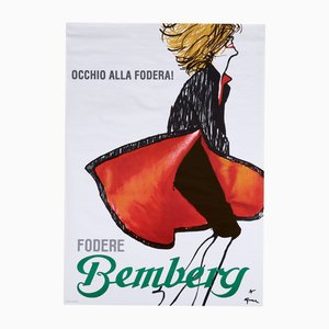 Poster Fodere Bemberg vintage originale di René Gruau, anni '70