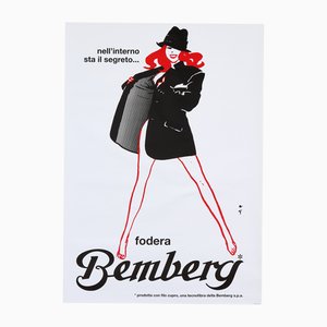 Original Vintage Nell'Interno Sta Il Segreto Fodera Bemberg Offset Poster by René Gruau, 1970s