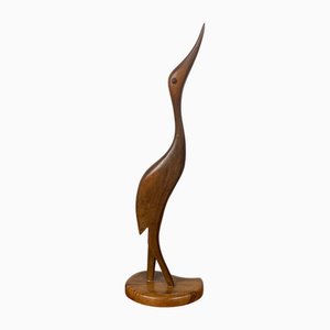 Mid-Century Modern Teak Heron Statuette, 1950s