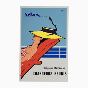 Póster Relax vintage original de René Gruau, años 80