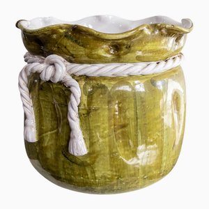 Vintage Italian Rope Tassel Cachepot Planter, 1960s