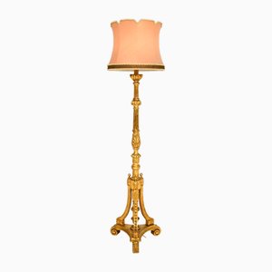 Antique Victorian Gilt Wood Floor Lamp, 1890