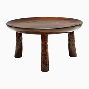 Brutalistischer Runder Couchtisch aus Buche im Stil von Oscar Niemeyer, Italien, 1970er