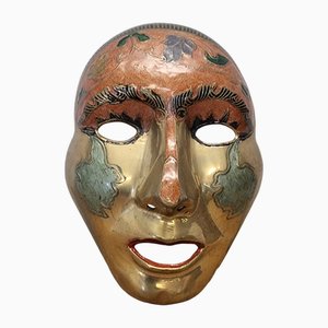 Vintage Venetian Style Brass Mask, 1950s-1960s