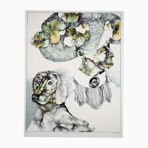 Reiner Schwarz, The Lady with the Dog, 1971, Lithograph