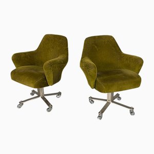 Italian Modern Green Velvet Office Chair by Giulio Moscatelli for Formanova, 1970s, Set of 2
