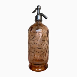 Vintage Soda Siphon in Etched Amber Glass, France, 1937