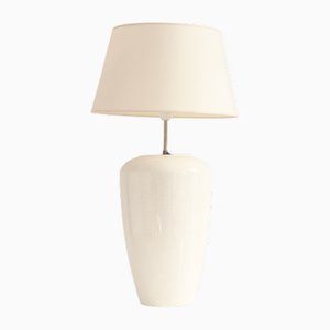 French Table Lamp in Beige Ceramic from Faiencerie de Charolles, 20th Century