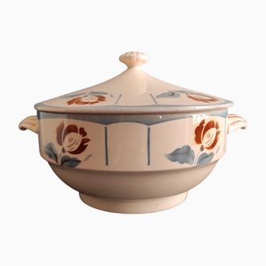 Französische Vintage Suppenterrine aus Porzellan von Digoin Sarreguemines, 1920er