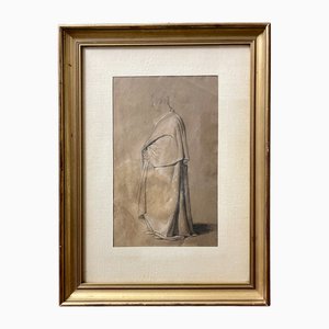 Neoklassische italienische Zeichnung, gerahmtes Portrait