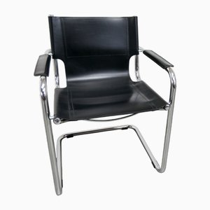 Fauteuil Cantilever Bauhaus en Cuir Noir, 1960s
