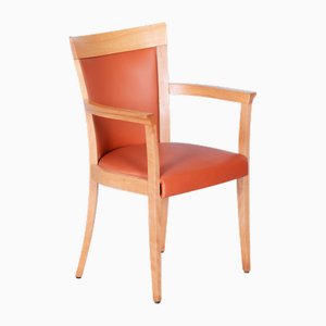 Art Deco Chair in Beech and Leatherette, 1980s