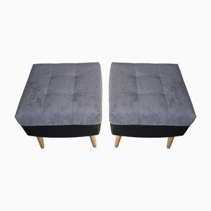 Mid-Century Modern Fußhocker in Grau und Schwarz, 1950er, 2er Set