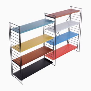 Modular Colored Metal Floor Rack by A.D. Dekker for Tomado, 1950s, Set of 12