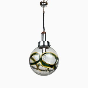Large Vintage Swirled Murano Glass Pendant Lamp, 1970s