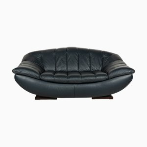 Leather Two-Seater Dark Blue Sofa from Nieri