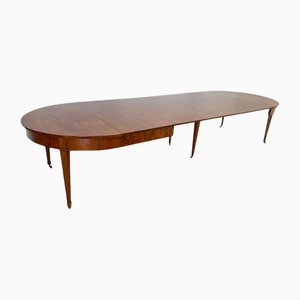 Tavolo da pranzo Biedermeier allungabile in noce e ottone, Svizzera, metà XIX secolo