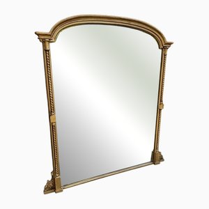 Large Antique English Arched Top Gilt Overmantle Mirror