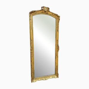 Large Antique French Shaped Top Gilt Pier Mirror