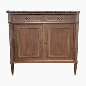 Louis VII Style Low Sideboard in Mahogany and Marble