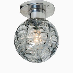 Murano Glass and Chrome Flush Mounts attributed to Doria, Germany, 1970s