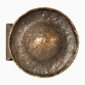 Maniglia per porta rotonda push and pull in bronzo con rilievi, anni '70