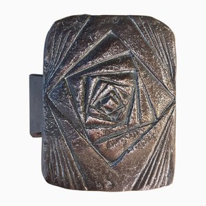 Rectangular Push and Pull Door Handle in Bronze with Spiral Relief, 1970s
