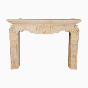 20th Century Louis XV Limestone Fireplace Mantle with Shell