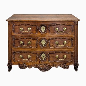 18th Century Lyonnaise Chest of Drawers in Carved Walnut and Bronze