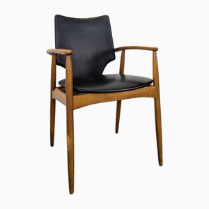Scandinavian Leather & Teak Armchair
