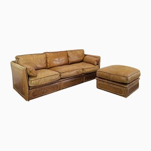 3-Seater Sofa and Ottoman in Leather from Roche Bobois, 1980s