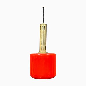 Red Glass Pendant Lamp from Stilnovo, 1950s