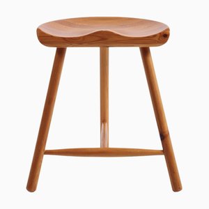 Taburete escandinavo Mid-Century de pino, años 70