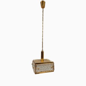 Mid-Century Pendant from Malmö Metallvarufabrik with Pressed Glass from Orrefors, 1970s