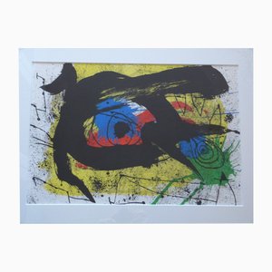 Joan Miro, Original Farb from Behind the Mirror No. 203, Lithograph, 1973, Vellum, Framed