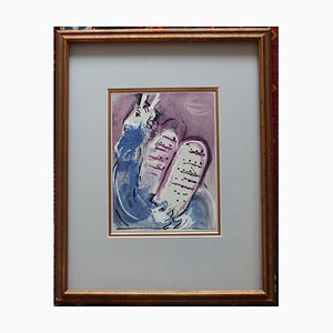 Lithograph Marc Chagall, Moses with the Stone Tablets, 1956, Lithograph, Framed