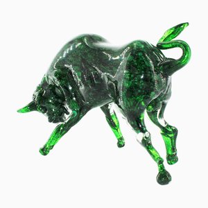 Murano Glass Green Bull Sculpture from MadeForSoul